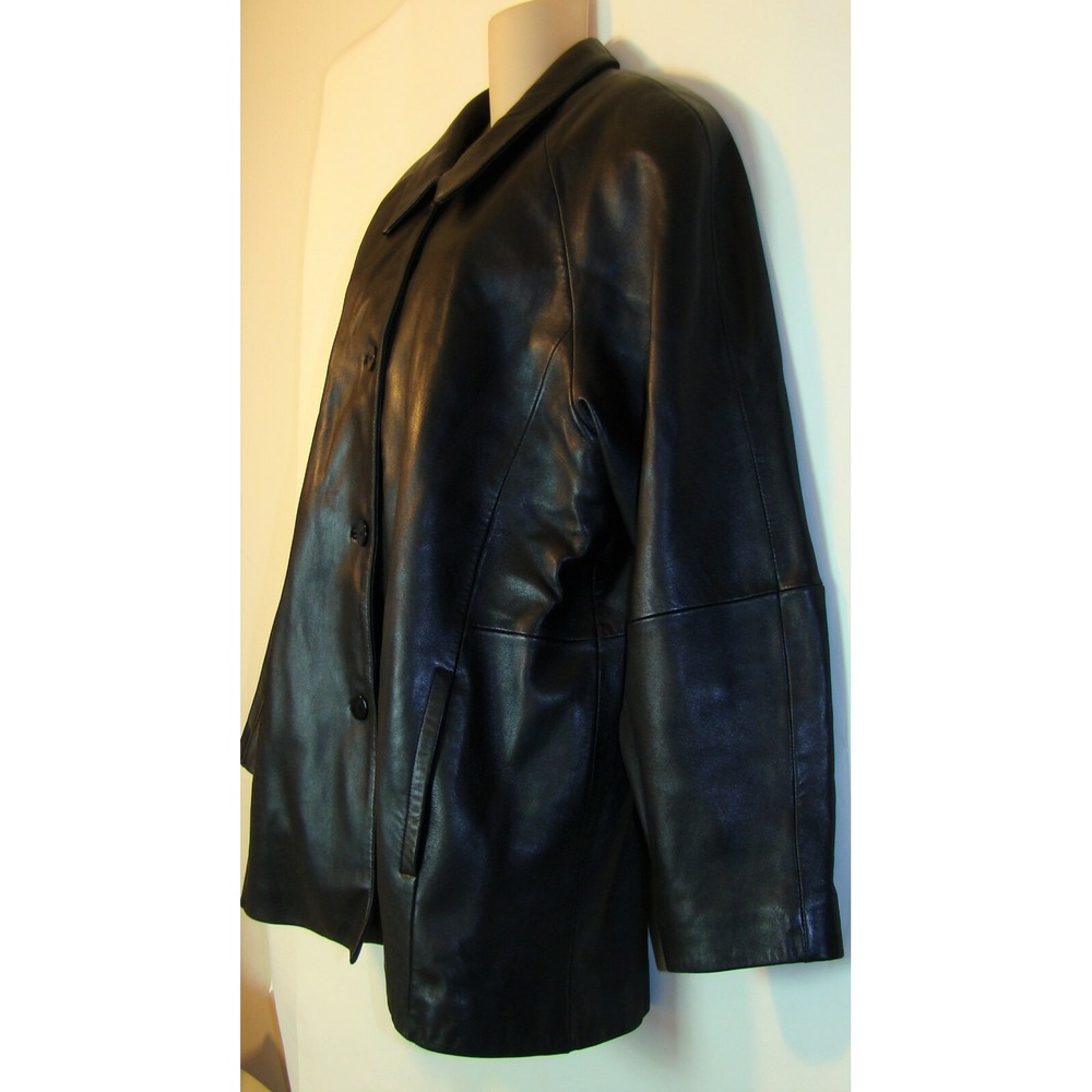FIELD GEAR WOMENS BLACK LEATHER JACKET COAT REMOVABLE LINING SIZE XL      BC - Picture 6 of 9